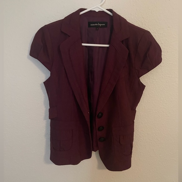 🏷️Nanette Lepore Collar Short Sleeve Button Blazer - Picture 2 of 4